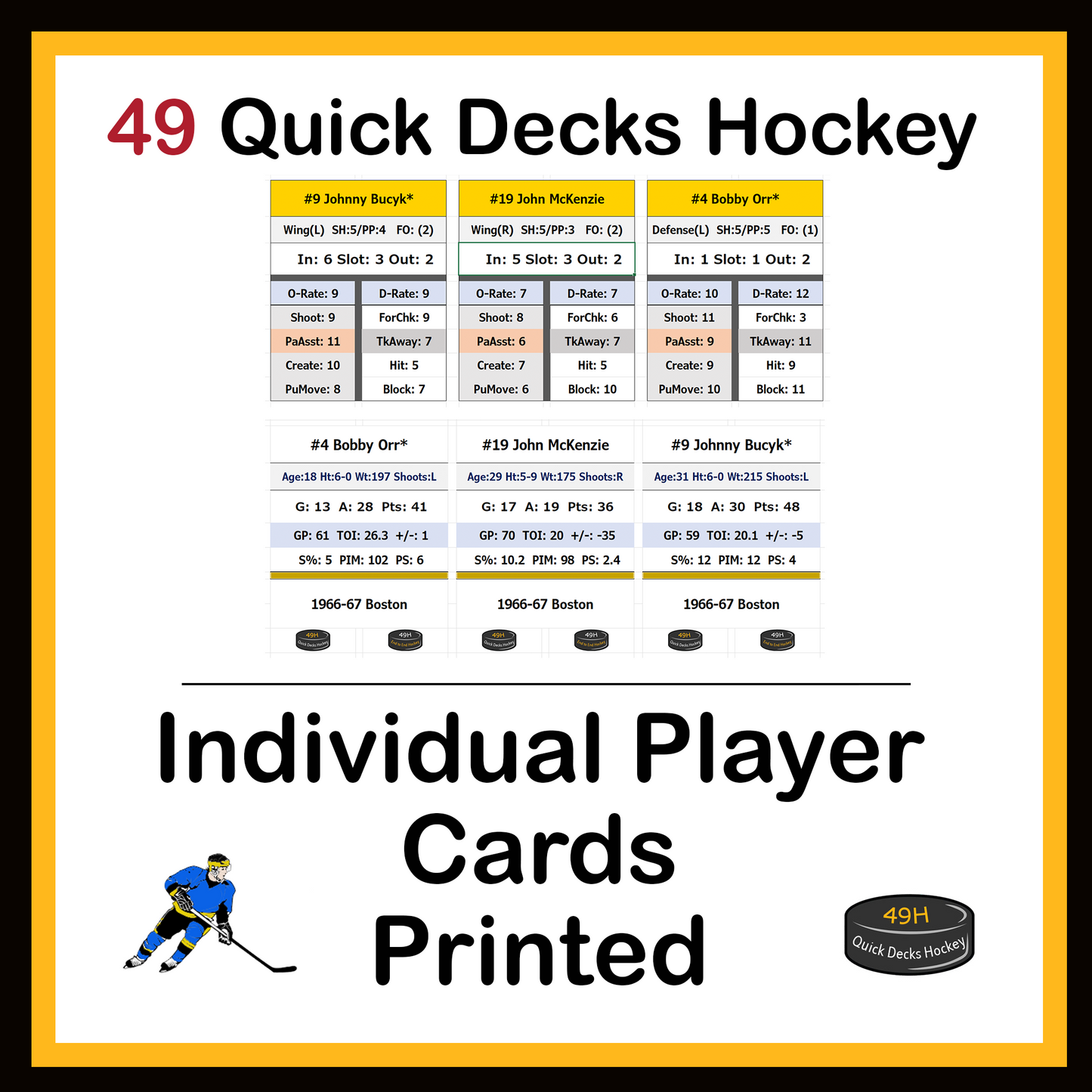 Hockey Individual Player Cards Printed